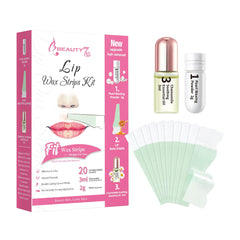 Beauty7 Lip Wax Strips packaging with 20 strips for at home waxing convenience