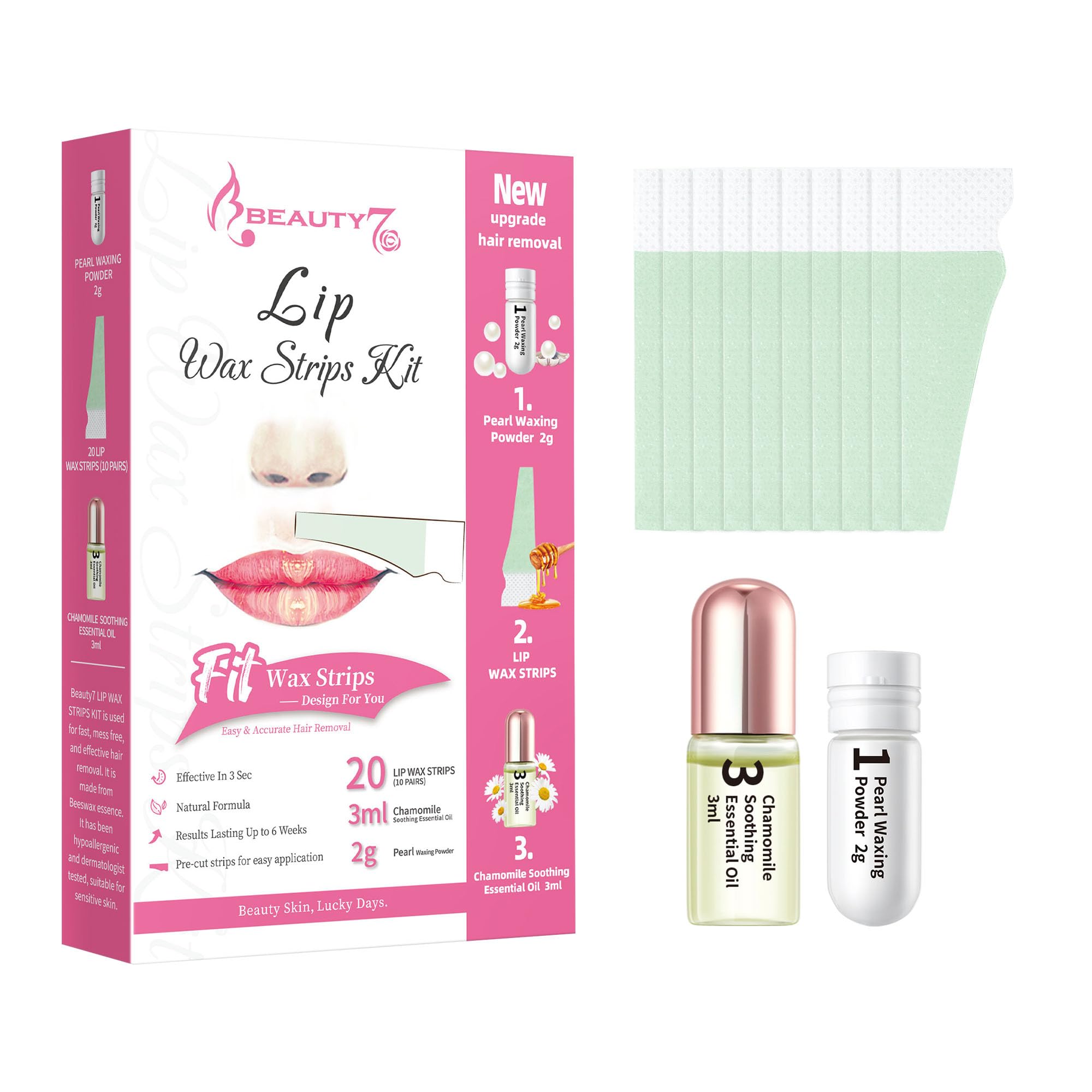Beauty7 Lip Wax Strips skin care focus supports gentle waxing