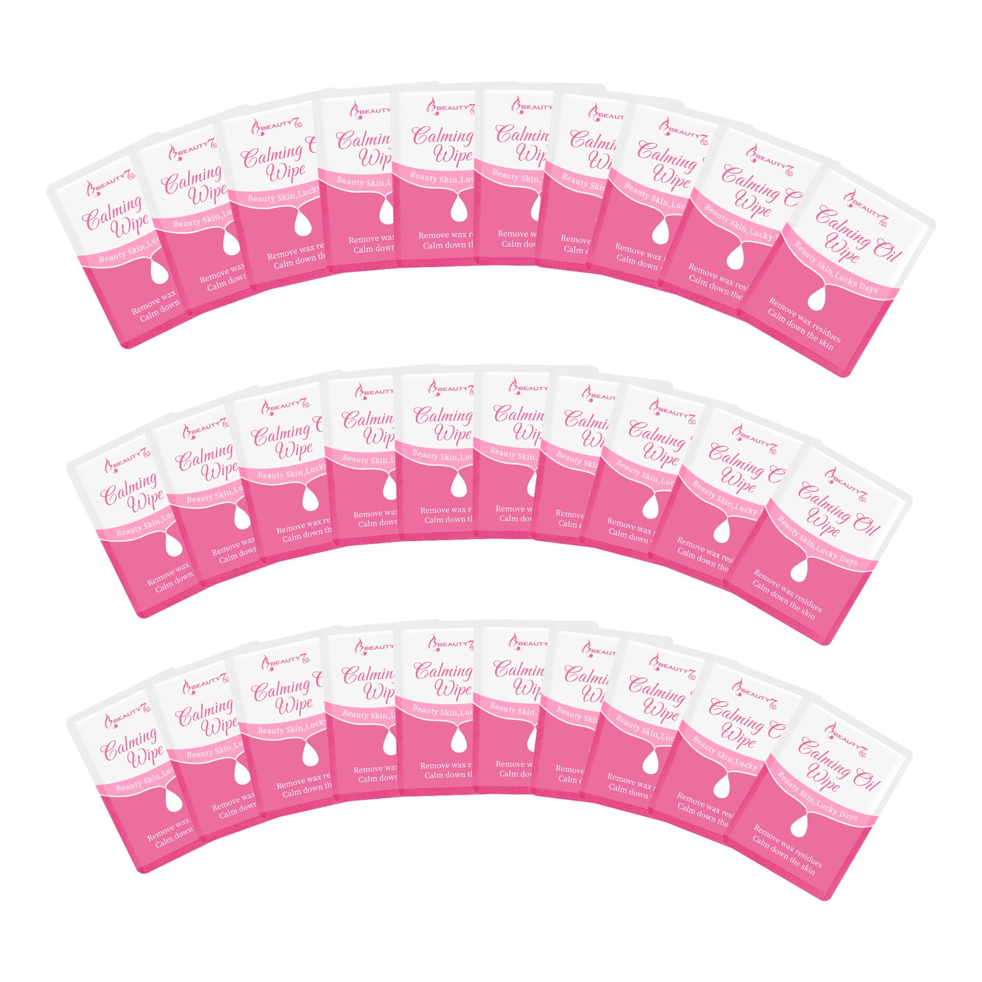 Beauty7 post-wax calming wipes pack with soft texture for soothing skin after hair removal.