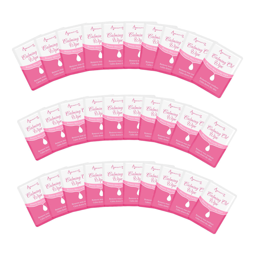 Beauty7 post-wax calming wipes pack with soft texture for soothing skin after hair removal.