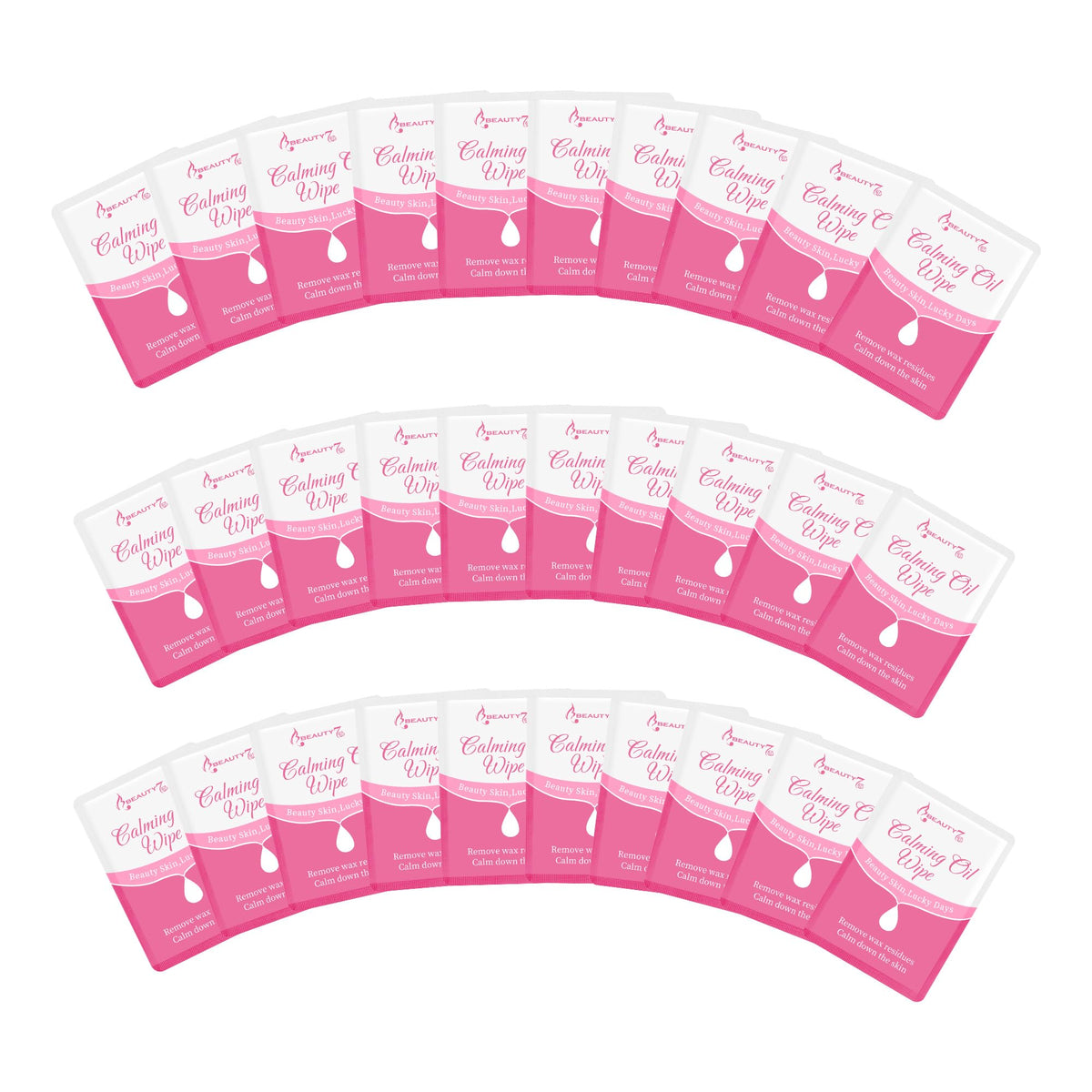 Beauty7 post-wax calming wipes pack with soft texture for soothing skin after hair removal.