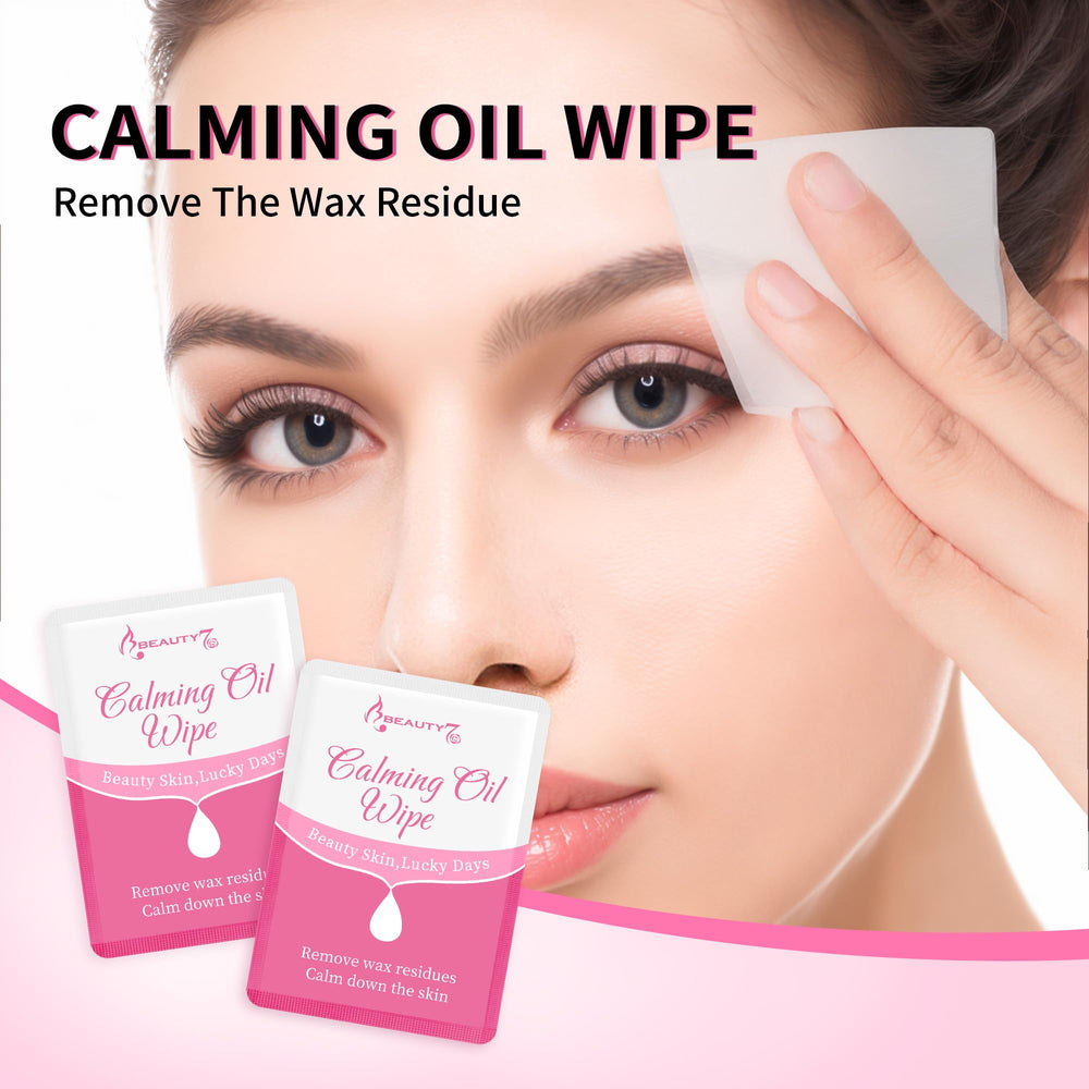 Beauty7 post-wax care kit box on shelf implies travel-friendly convenience.