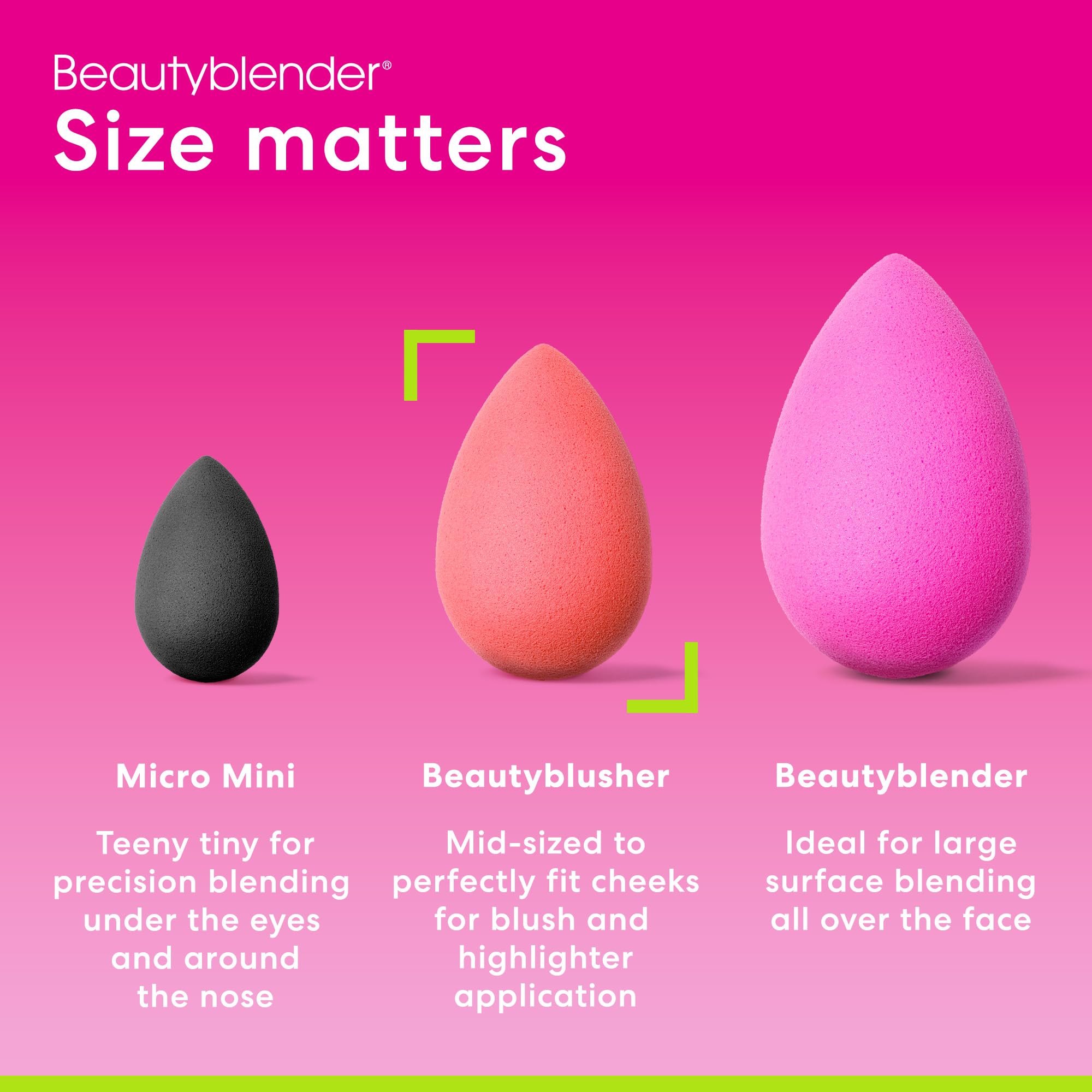 Beautyblender Beautyblusher Cheeky delivers a streak-free finish.