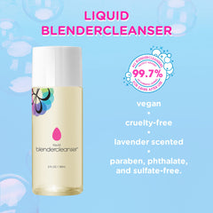 Beautyblender Blendercleanser lavender-infused formula lifts residue from sponges and tools.