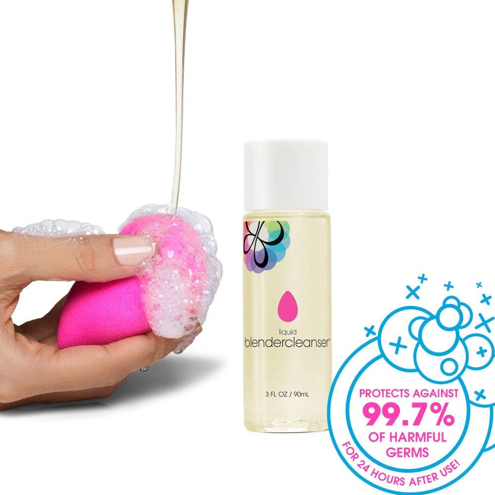 Beautyblender Blendercleanser travel-size bottle fits purses for clean makeup days.