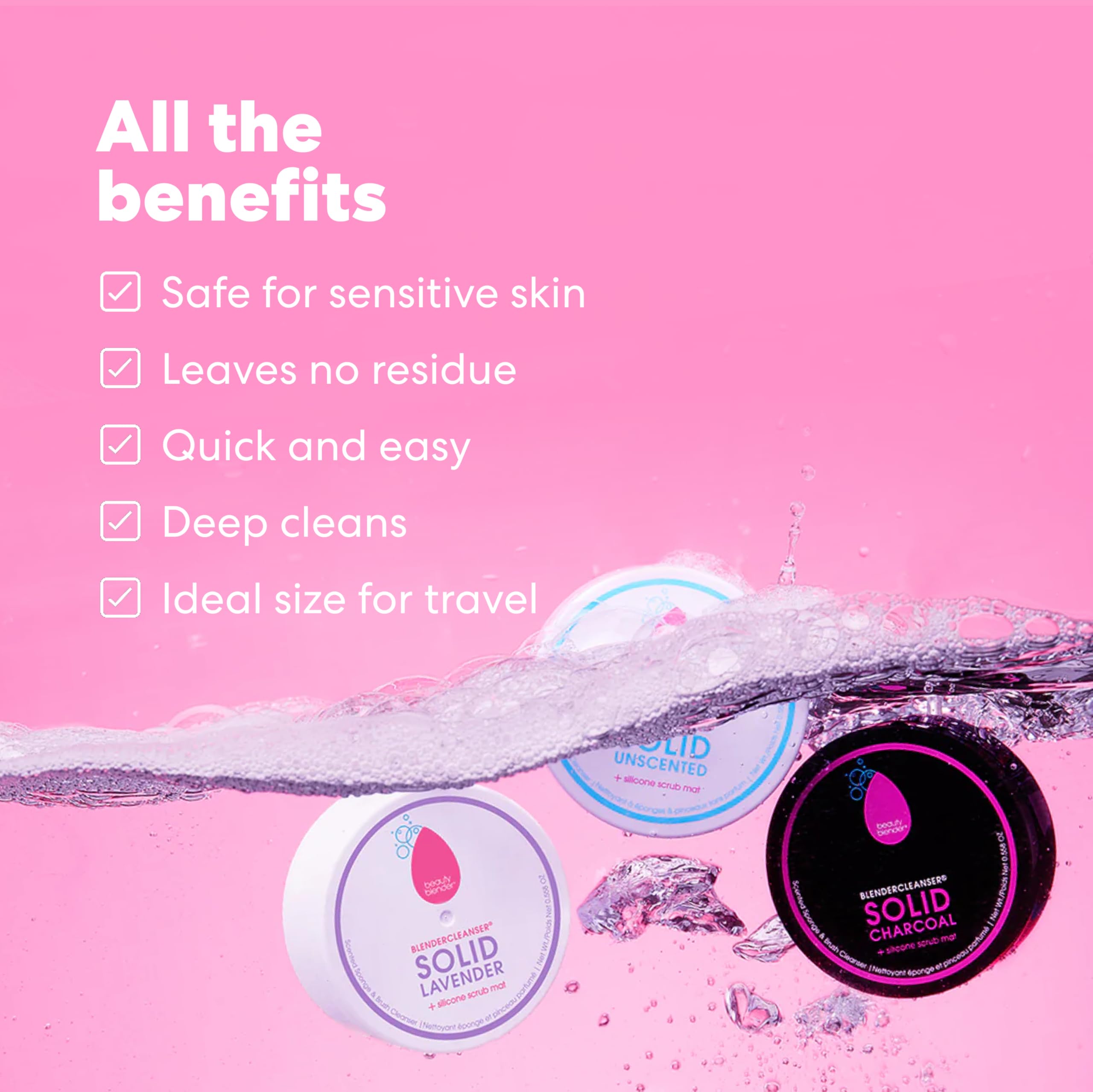 Beautyblender blendercleanser lavender bar creates rich lather on sponges.