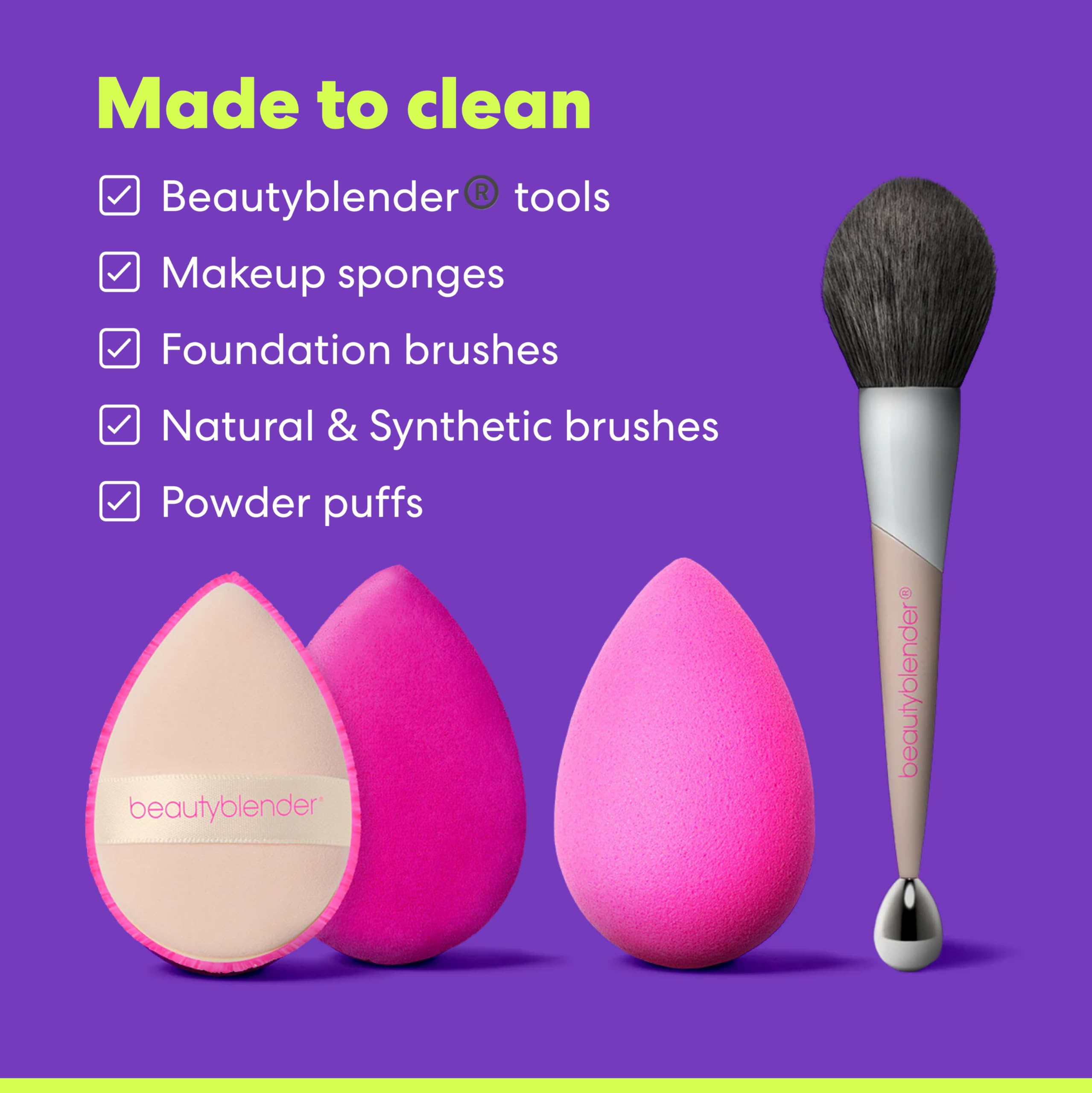 Beautyblender sponge cleaned with lavender bar reveals fresh texture.