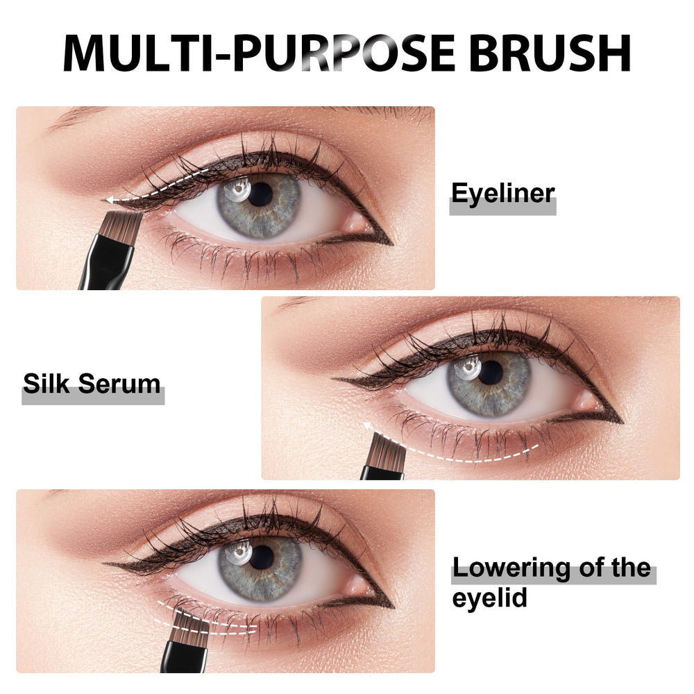 BeautyFactor angled eyeliner brush edge detail enables sharp winged looks.