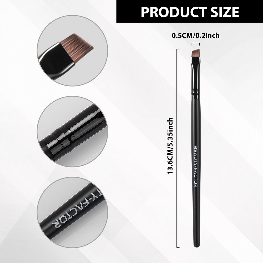 BeautyFactor angled eyeliner brush works with gel, cream, and powder formulas.