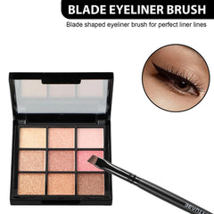 BeautyFactor angled eyeliner brush travel-friendly design fits makeup bags.