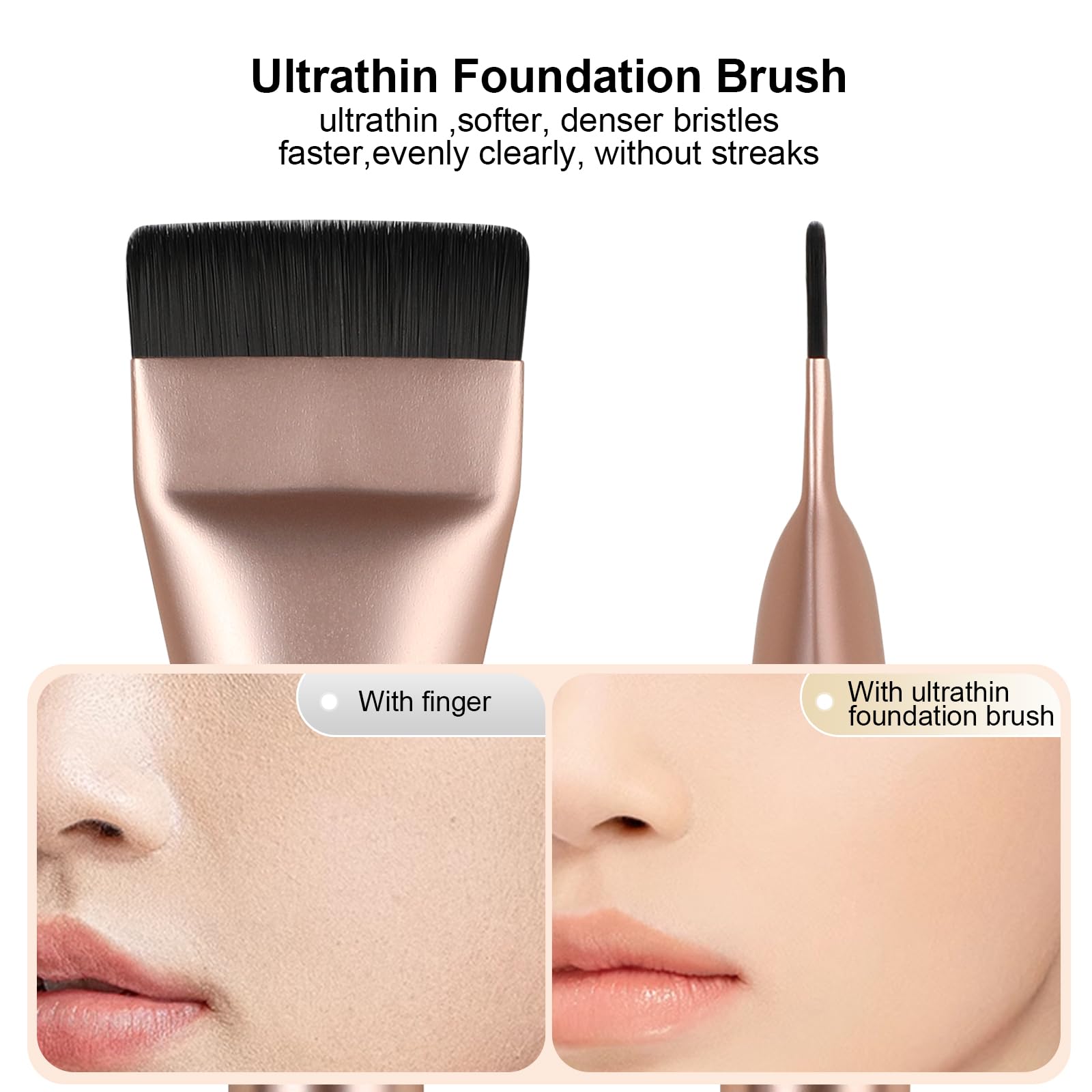 BEAUTYFACTOR flat spatula foundation brush in rose-gold for smooth, even coverage.