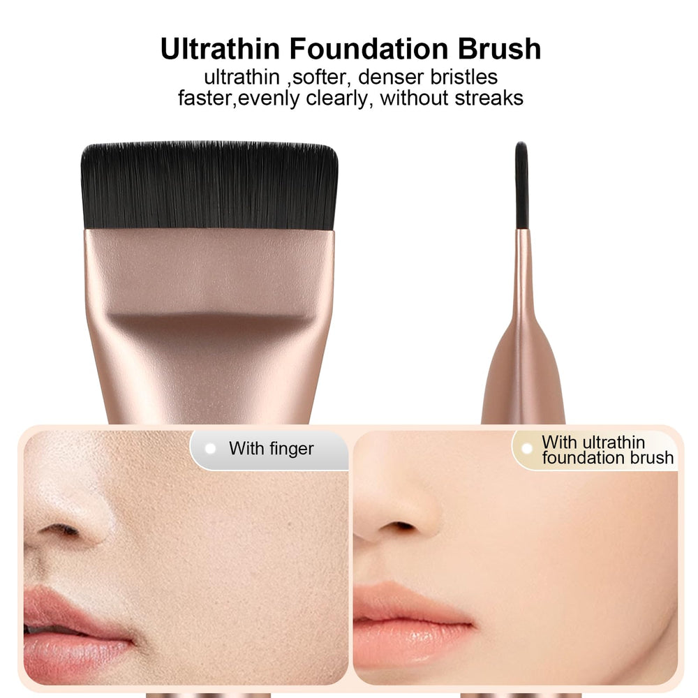 BEAUTYFACTOR flat spatula foundation brush in rose-gold for smooth, even coverage.