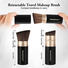 BeautyFactor retractable kabuki brush aluminium-handle offers durable build