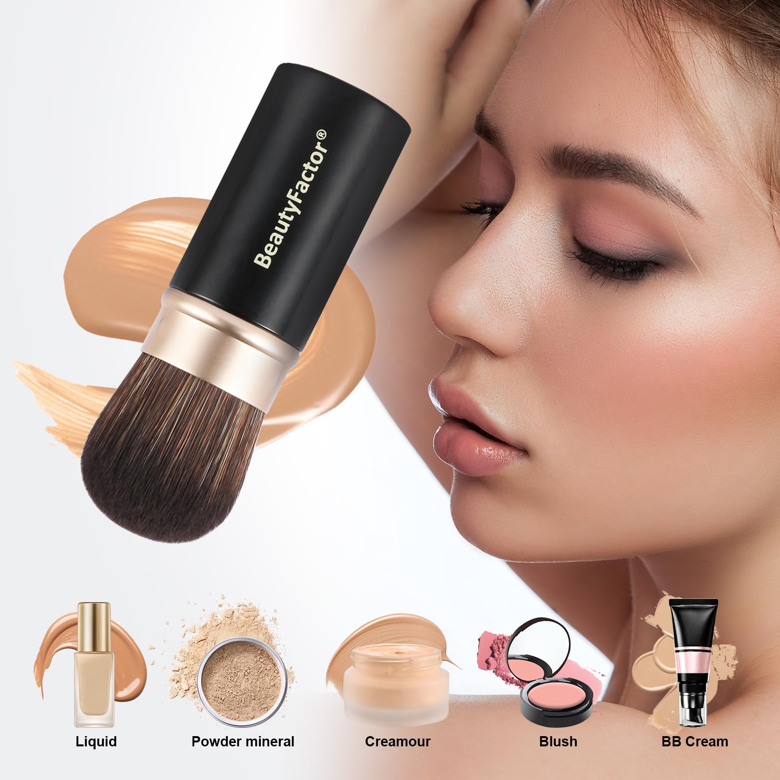 BeautyFactor retractable kabuki brush suitable for contour and highlight use