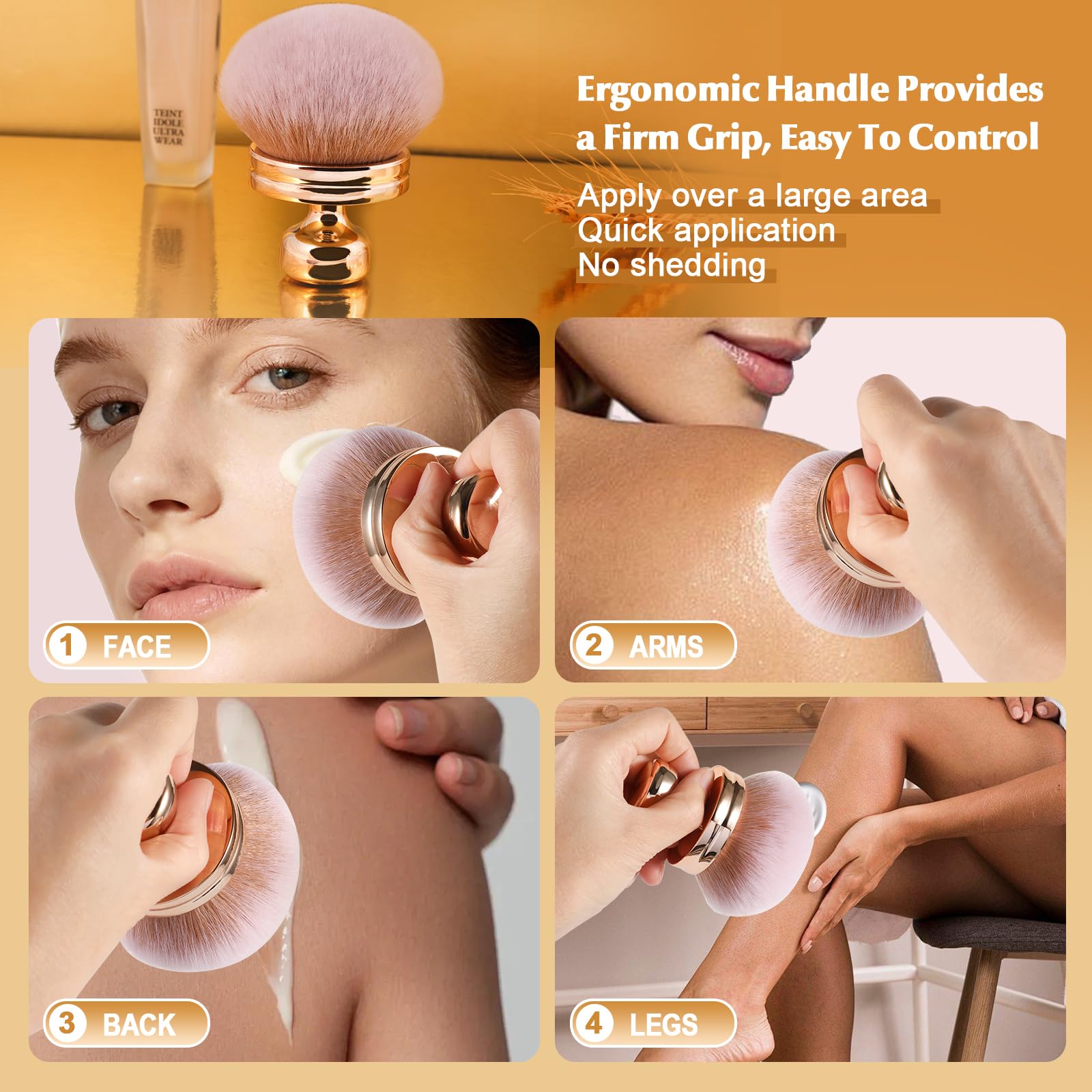 BEAUTYFACTOR wide head enables quick, even application across large areas.