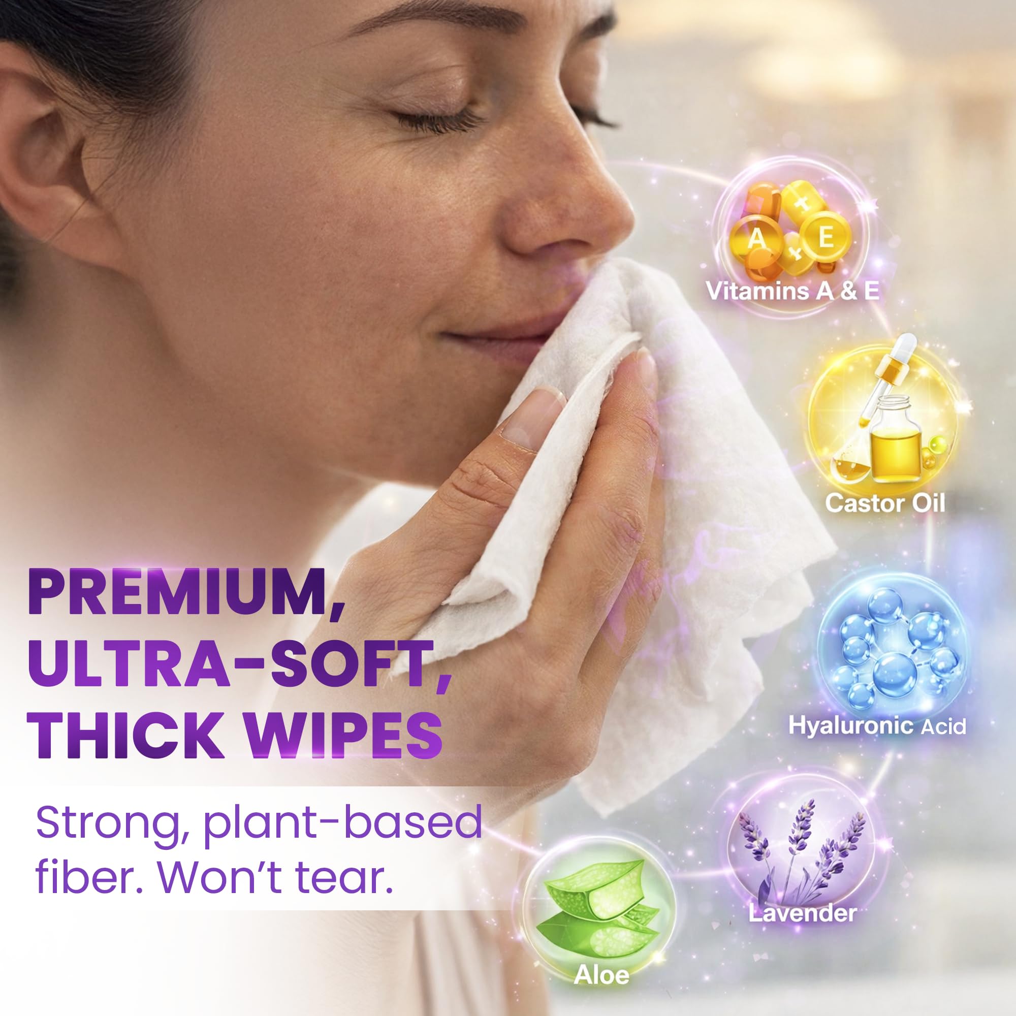 BeautyFrizz toallitas lavanda aroma relajante para rutina nocturna.