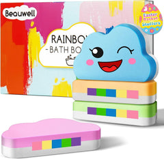 Beauwell bombas arcoiris para niños, conjunto de 4, ideal para horas de baño divertidas.