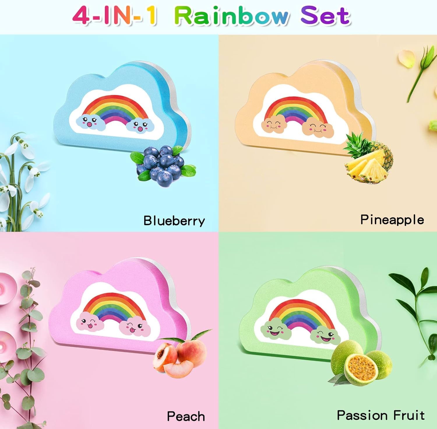 Beauwell bombas arcoiris hechas a mano, mayor densidad para burbujas duraderas.