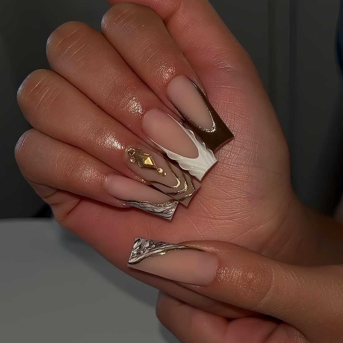Beawth uñas postizas con punta francesa, estilo elegante para ocasiones