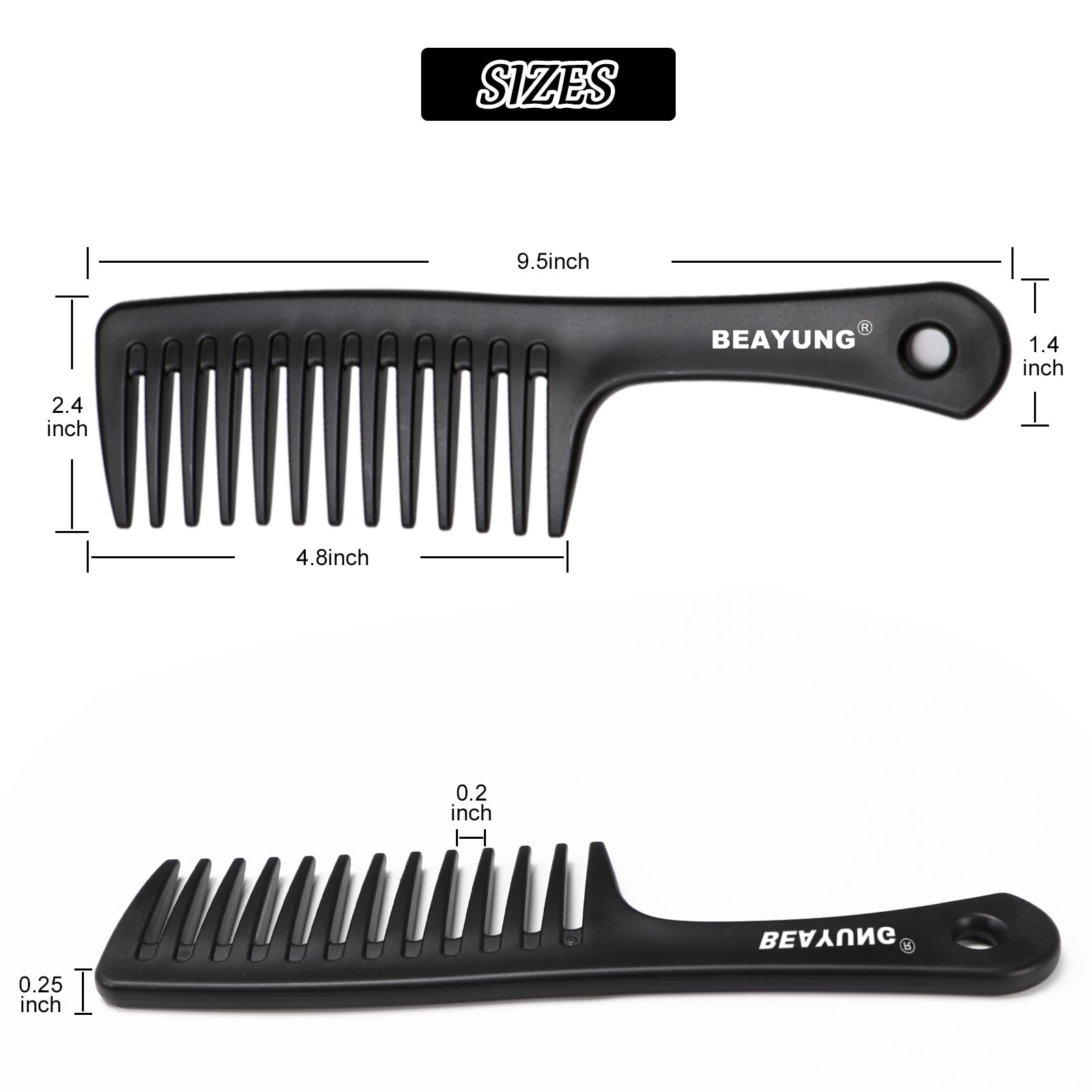 BEAYUNG large wide-tooth comb in white for quick, tangle-free styling