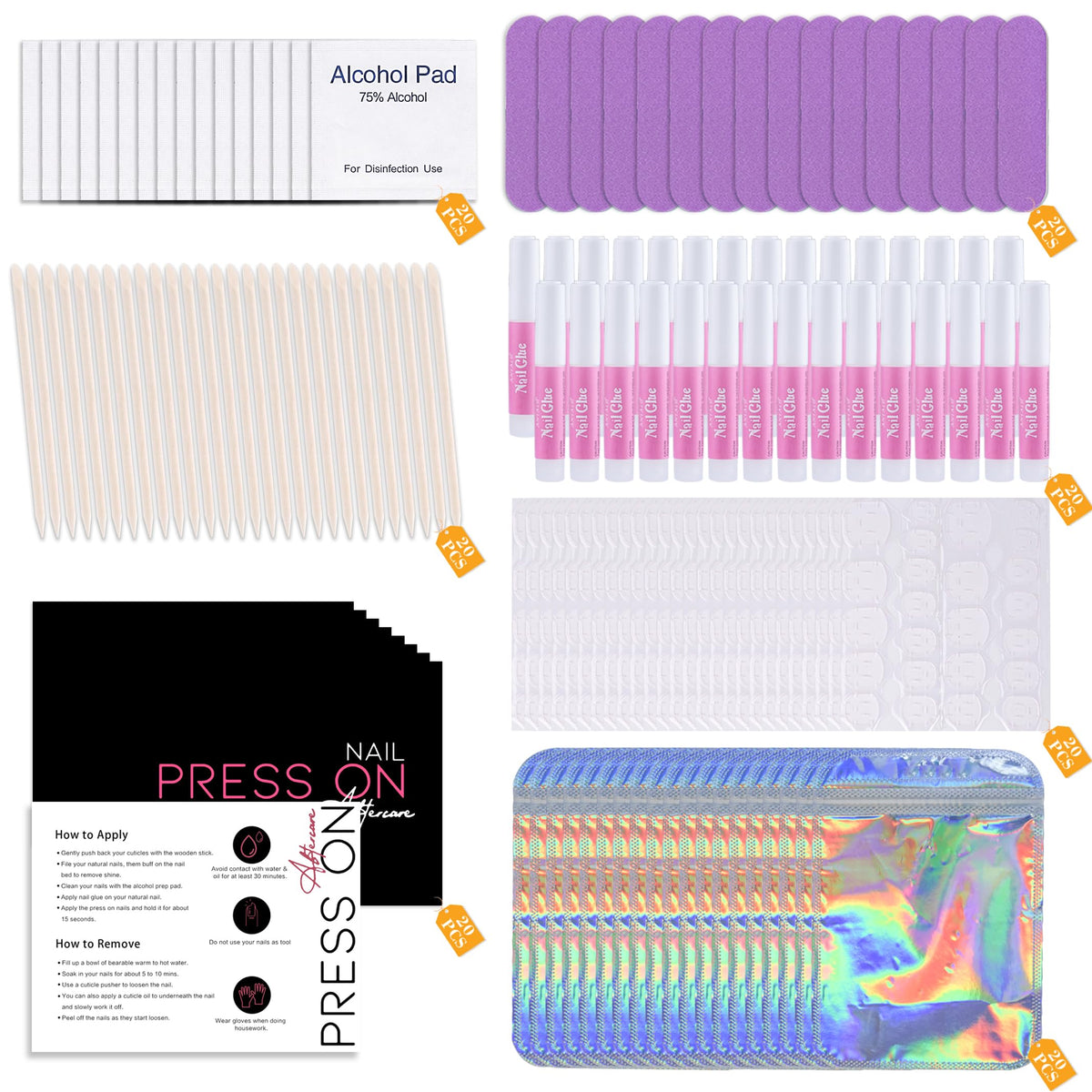 Bebbtiy press-on nail tool kit in purple packaging for quick professional manicures