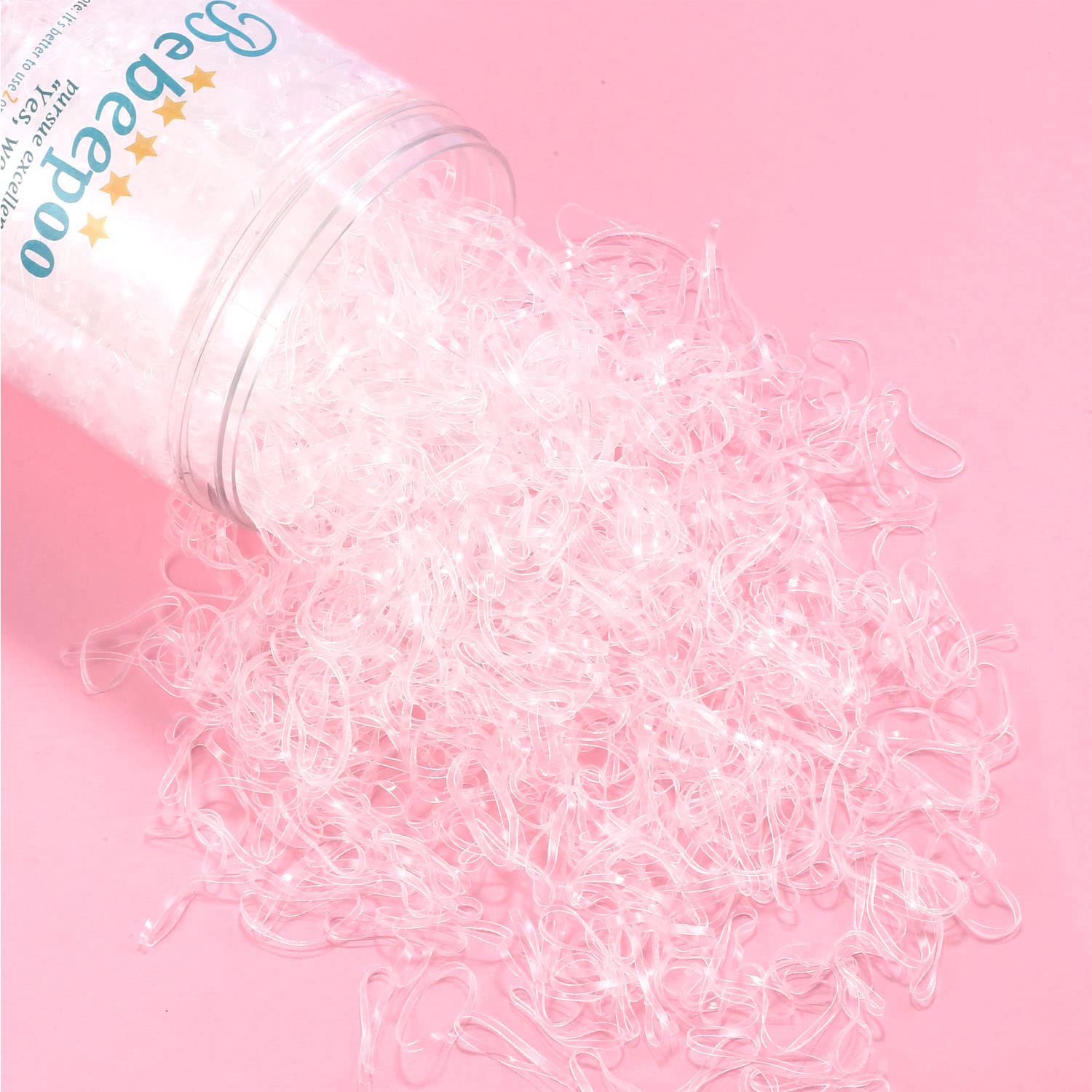 BEBEEPOO gomas claras para cola de pelo con acabado transparente