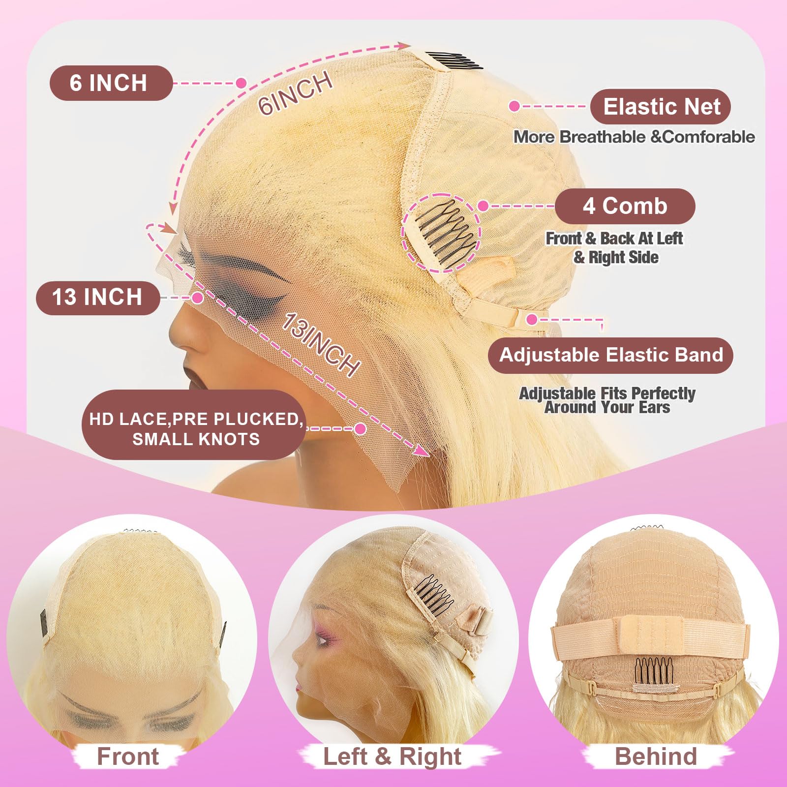Bebeest 613 lace-front wig straight blonde for versatile styling
