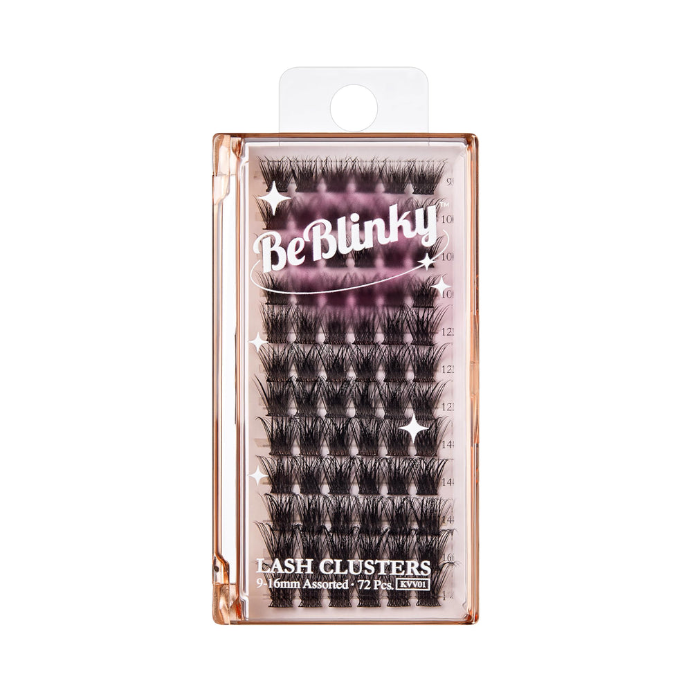 BeBlinky false eyelashes kit 01: wide band with 9–16mm clusters for natural enhancement.