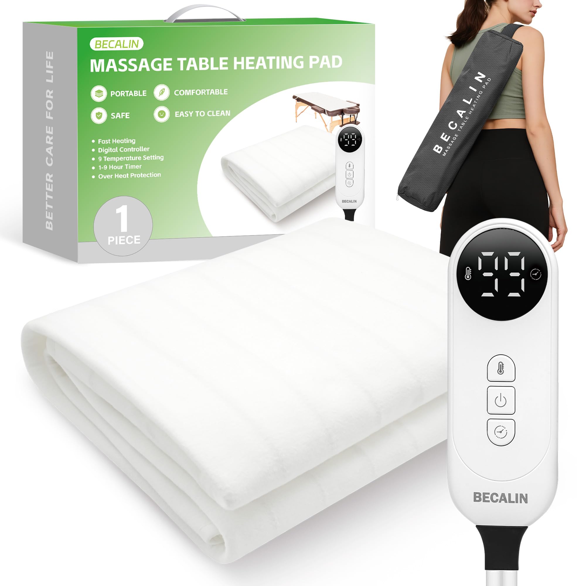 BECALIN massage table warmer with soft polyester surface for comfort