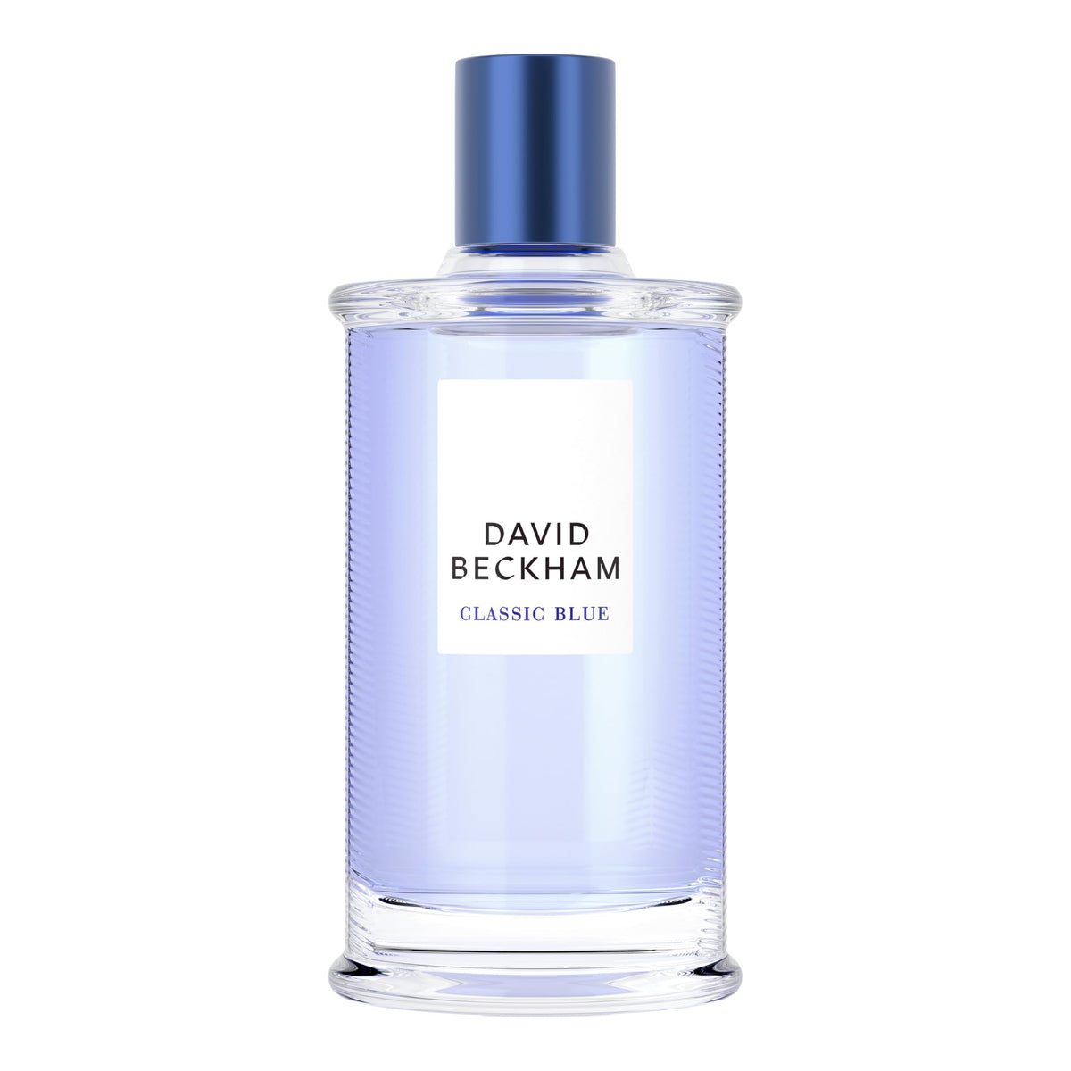 Beckham Classic Blue bottle view highlights sleek design for everyday style.
