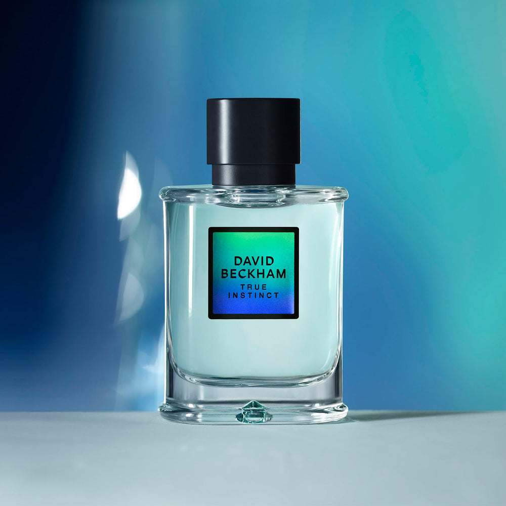 Beckham True Instinct heart-note cedarwood illustration showing warm masculine core