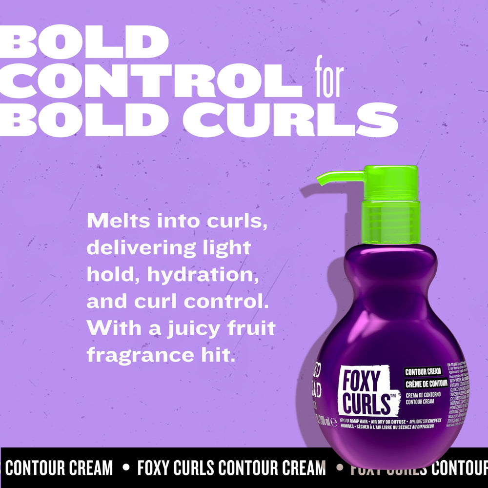 Bed Head Foxy Curls Contour Cream on bathroom counter defines curls.