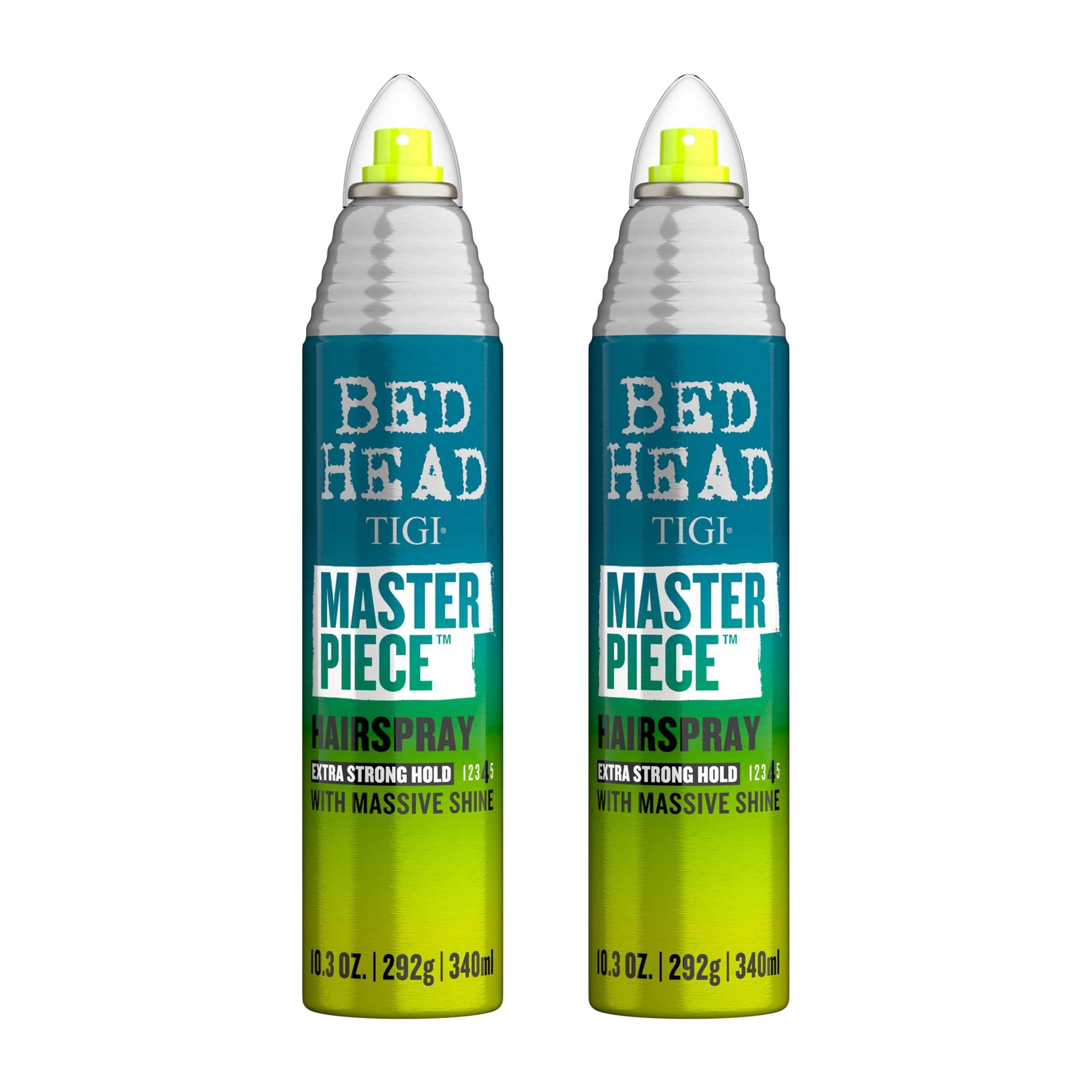 Bed Head Masterpiece Hairspray 2-pack bottle front showing strong hold and shine.