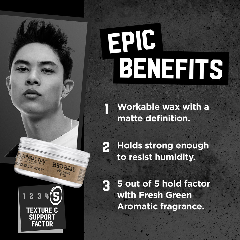 Bed Head Matte Separation Workable Wax in hands shaping defined texture