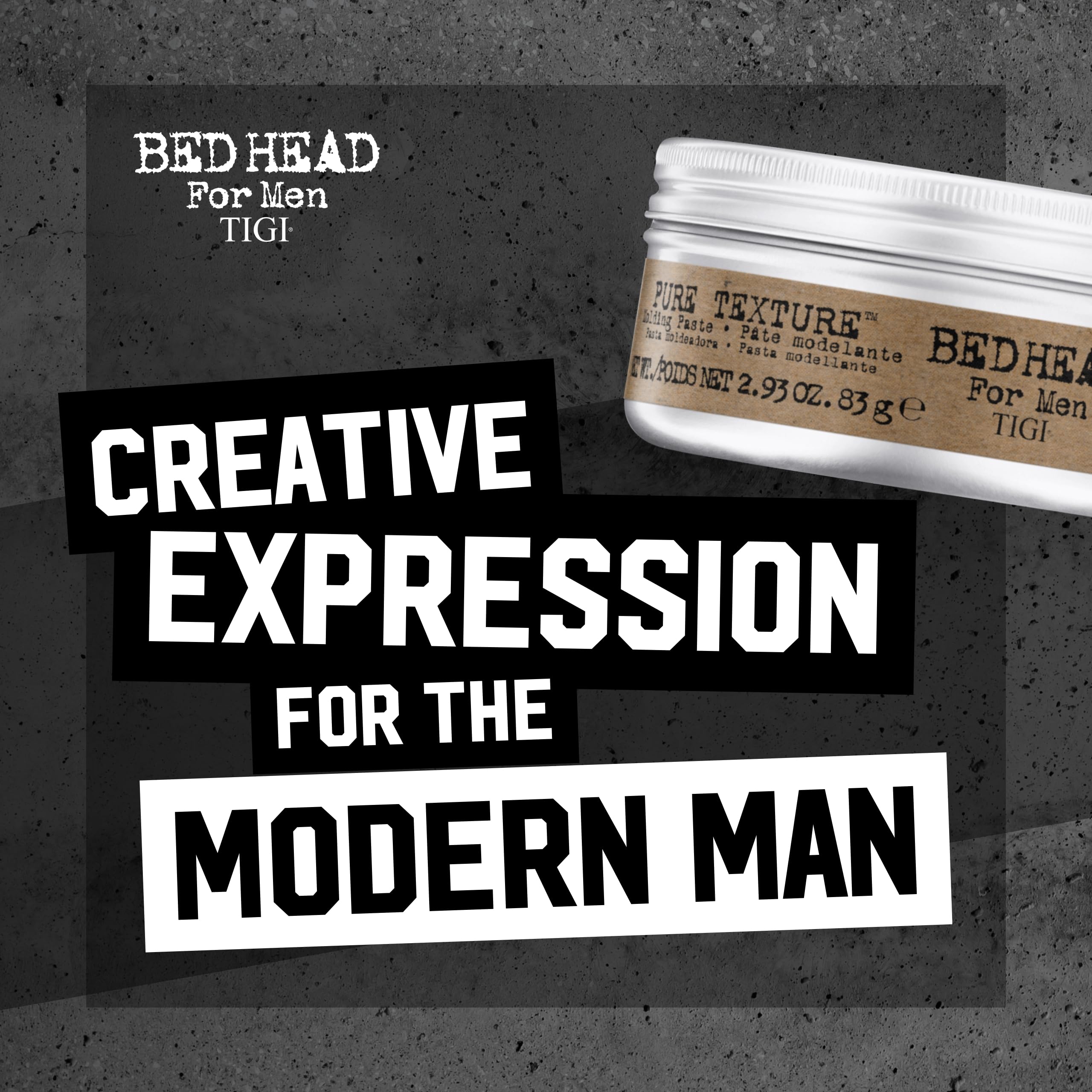 Bed Head Pure Texture Molding Paste for men’s styling at home.