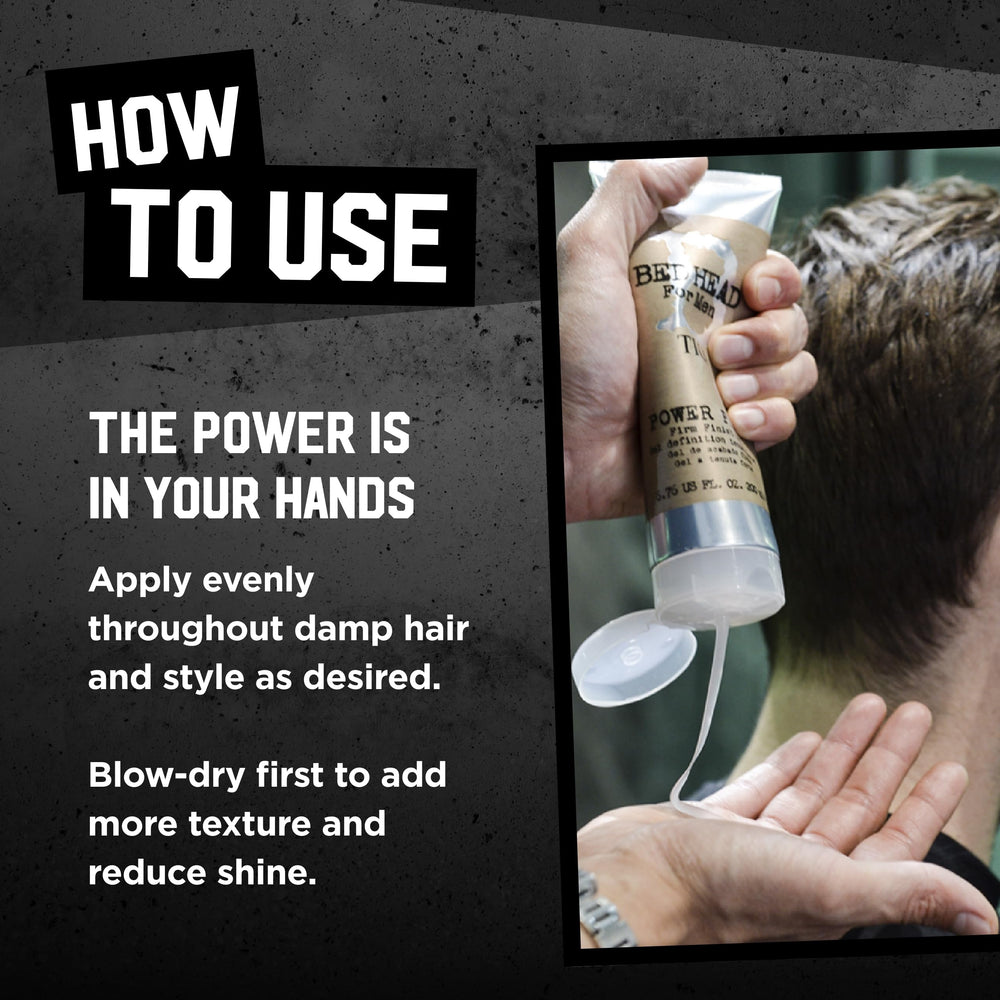 Bed Head Power Play Gel, aroma verde fresco al aplicar.