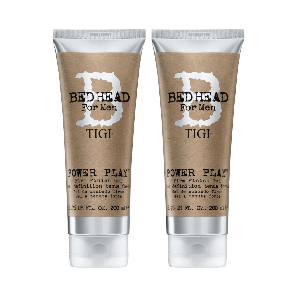 Bed Head Power Play Gel envase doble, control duradero para peinados definidos.