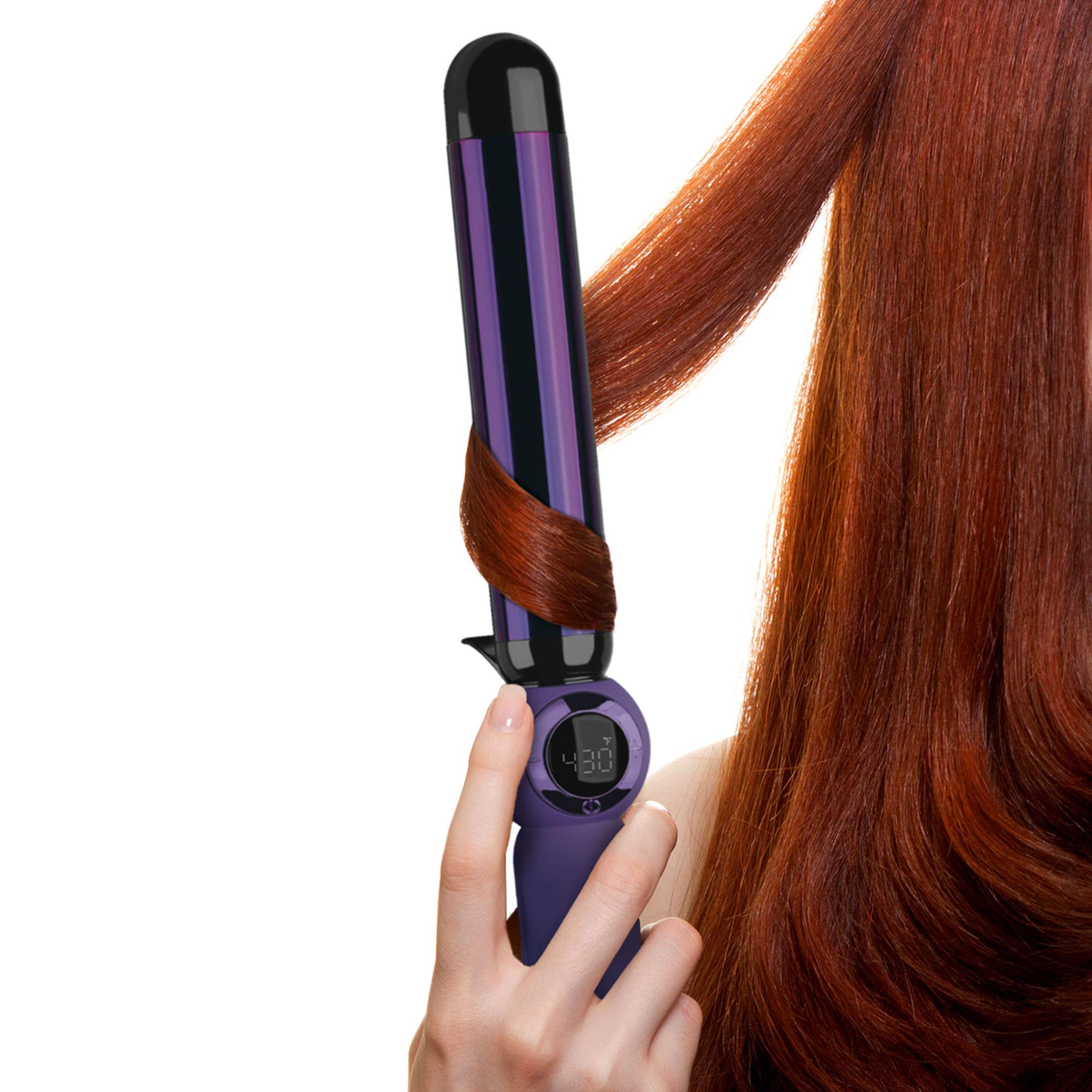 Bed Head digital wand with temperature controls up to 430°F for versatile styling.