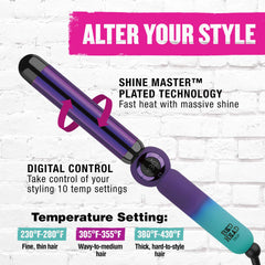 Bed Head dual voltage travel-ready wand with protective glove included.