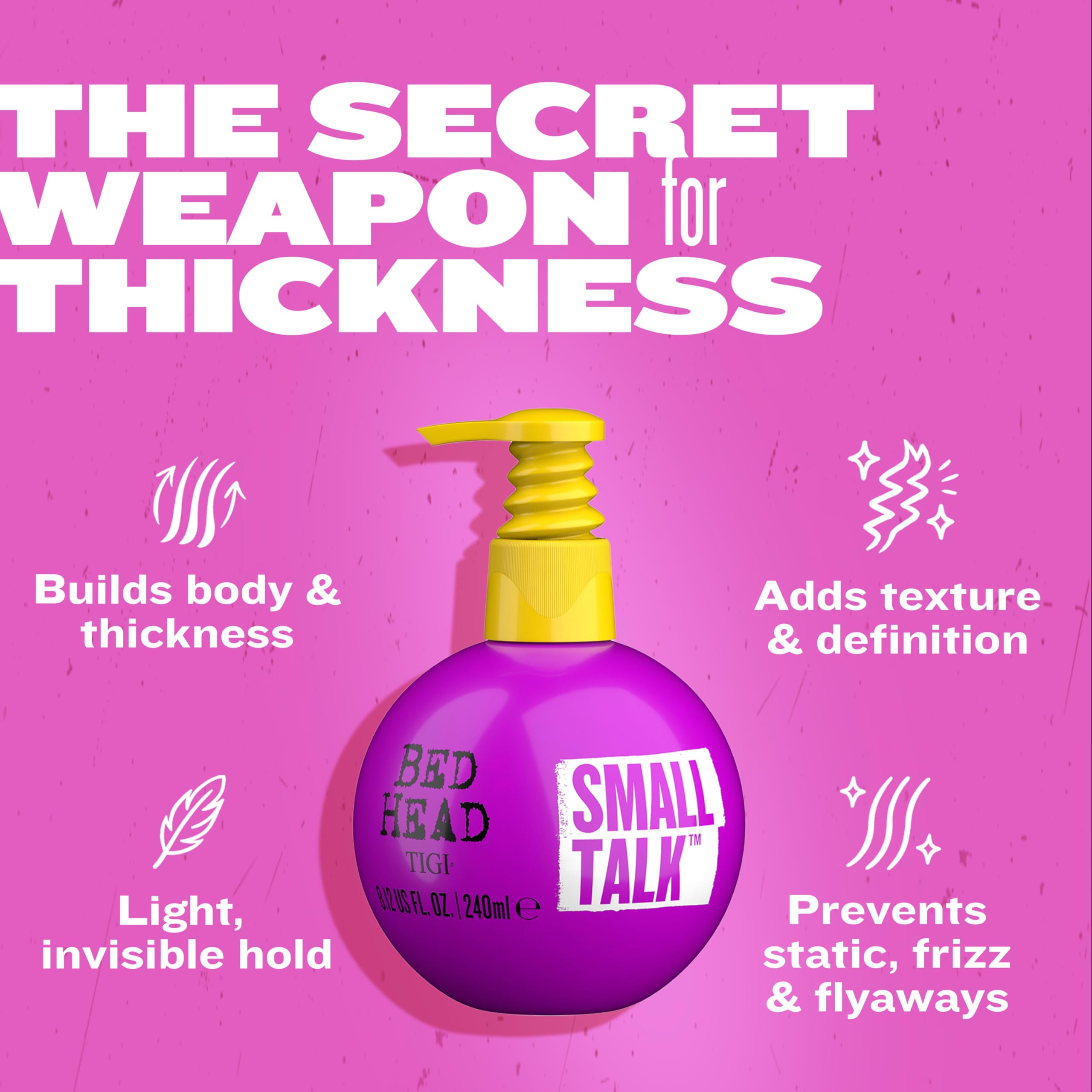 Bed Head Small Talk anti-frizz cream smooths flyaways after washing.