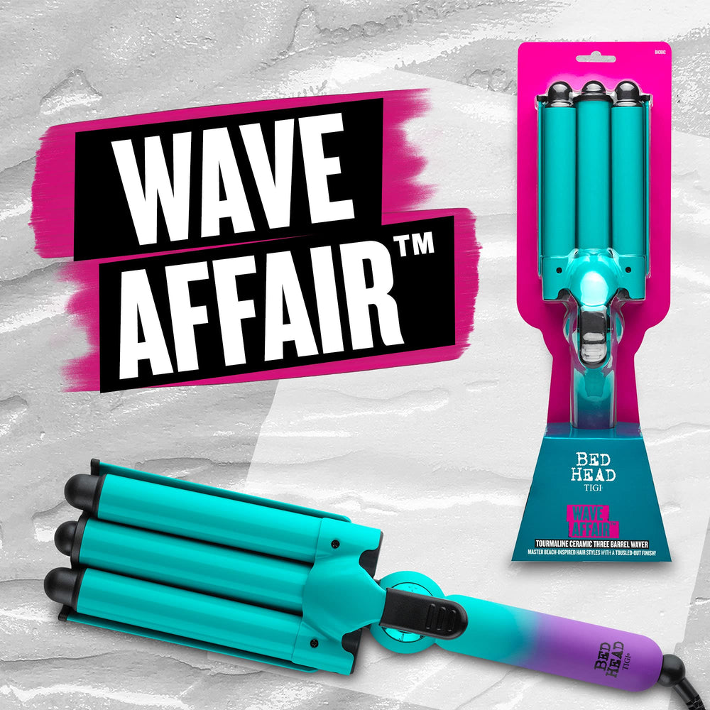 Bed Head Wave Affair heat-protective glove included protects hands during styling.