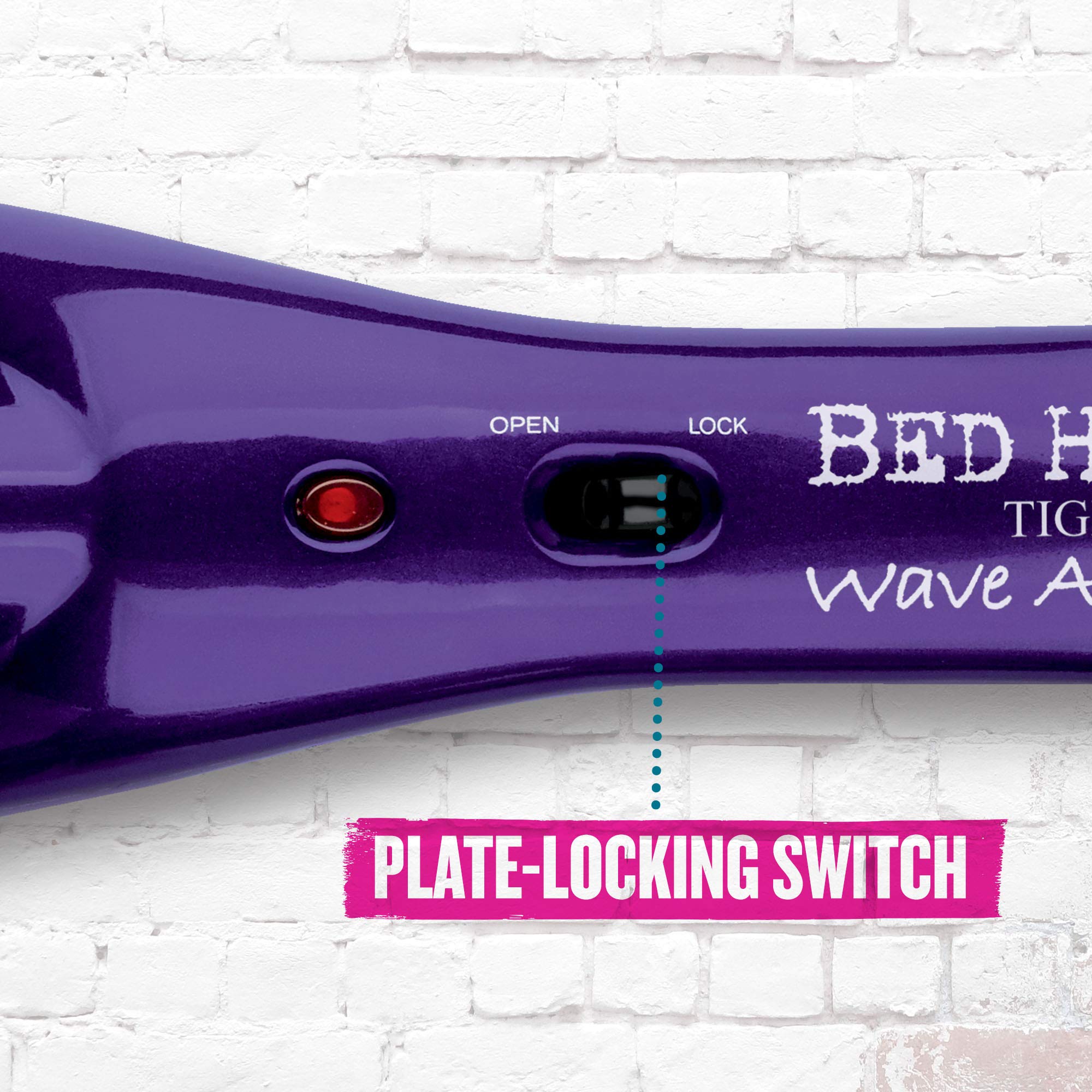 Bed Head Wave Artist plate-locking switch supports compact storage and travel-friendly design.