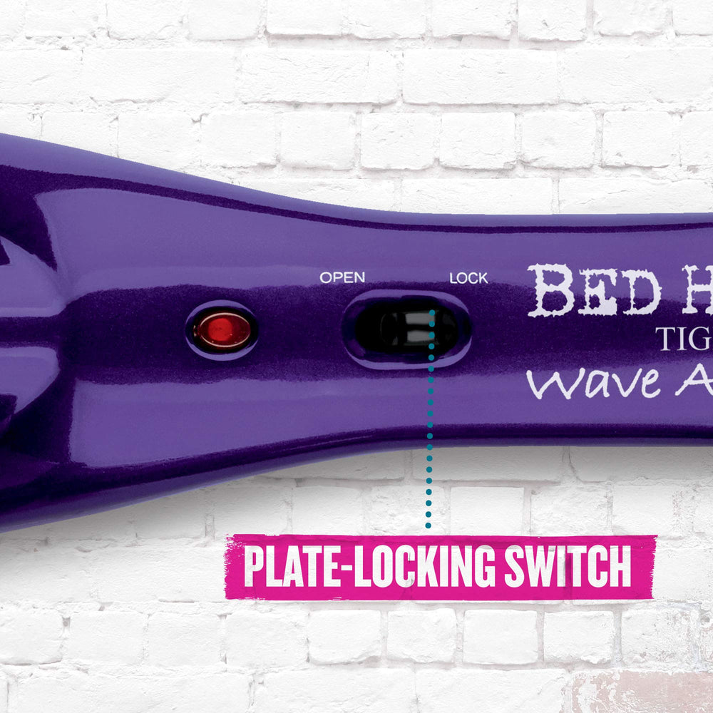 Bed Head Wave Artist plate-locking switch supports compact storage and travel-friendly design.