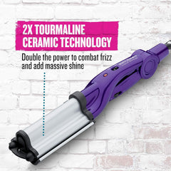 Bed Head Wave Artist Deep Waver side angle highlights tourmaline ceramic shine for smooth waves.