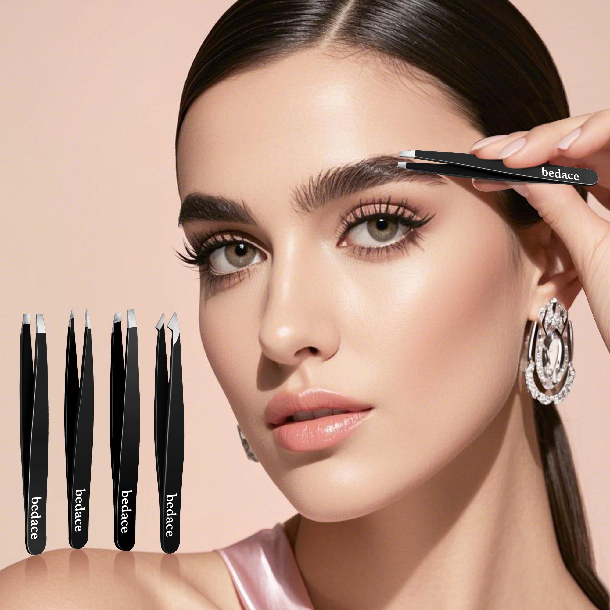 bedace tweezers four-tip set for brows armpits mustache and lashes