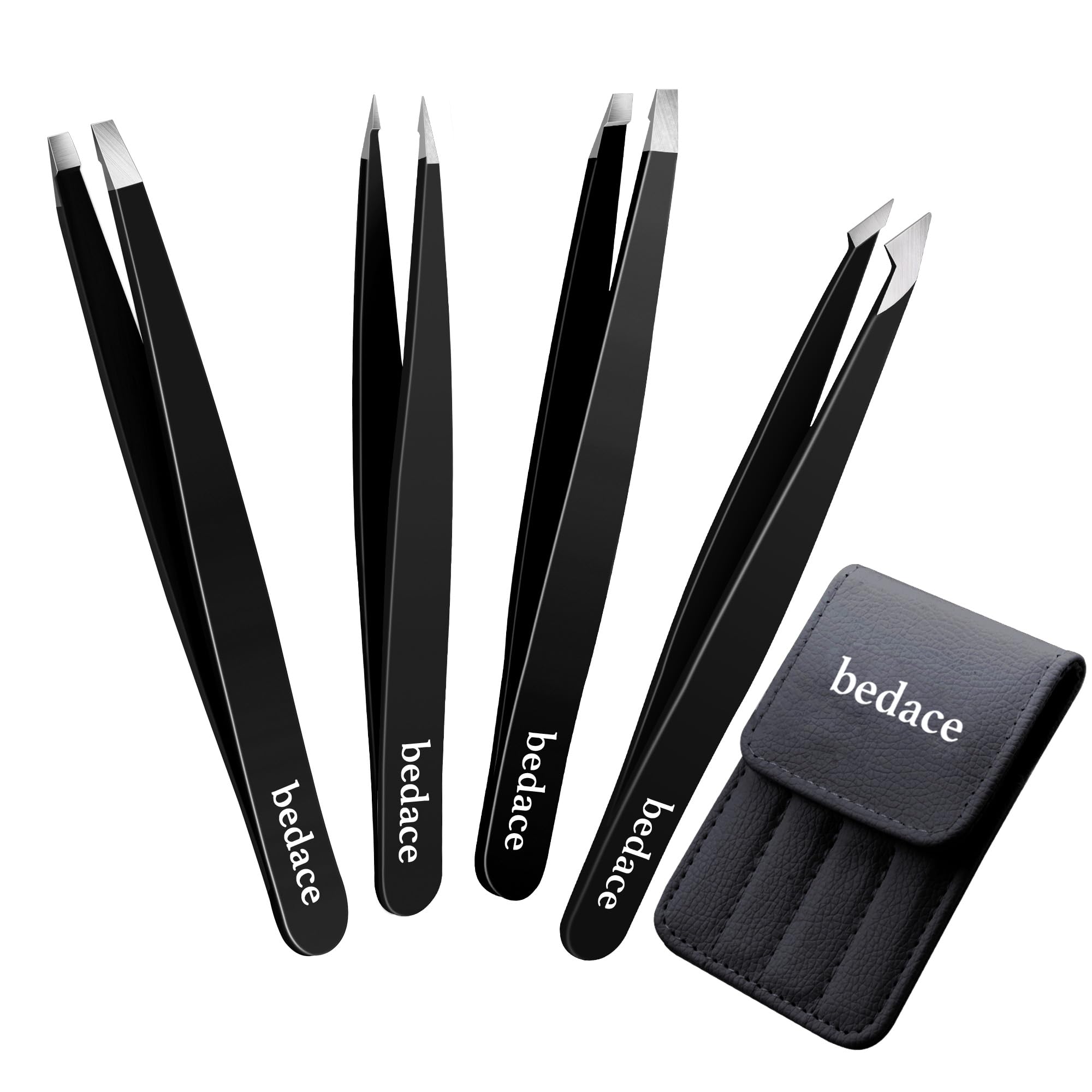 bedace tweezers fourpack collection for precise eyebrow grooming on the go