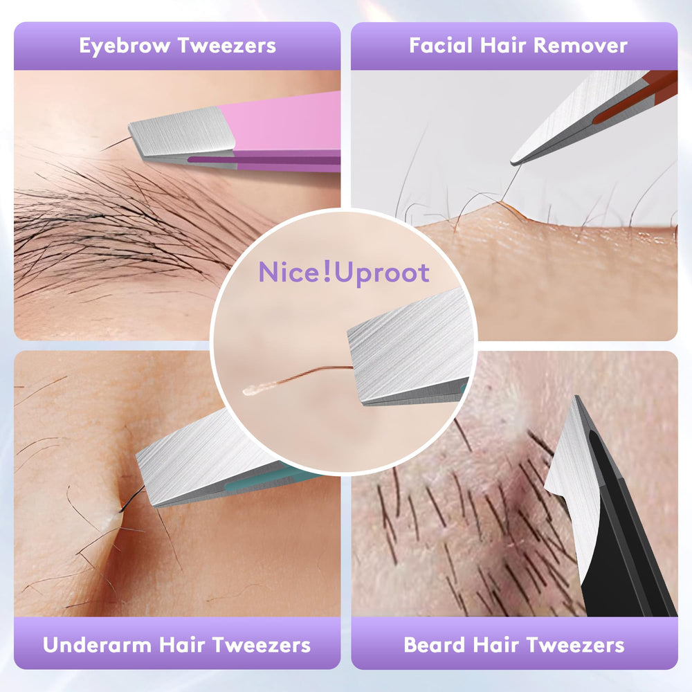 Bedace tweezers in use for precise eyebrow shaping and grooming.