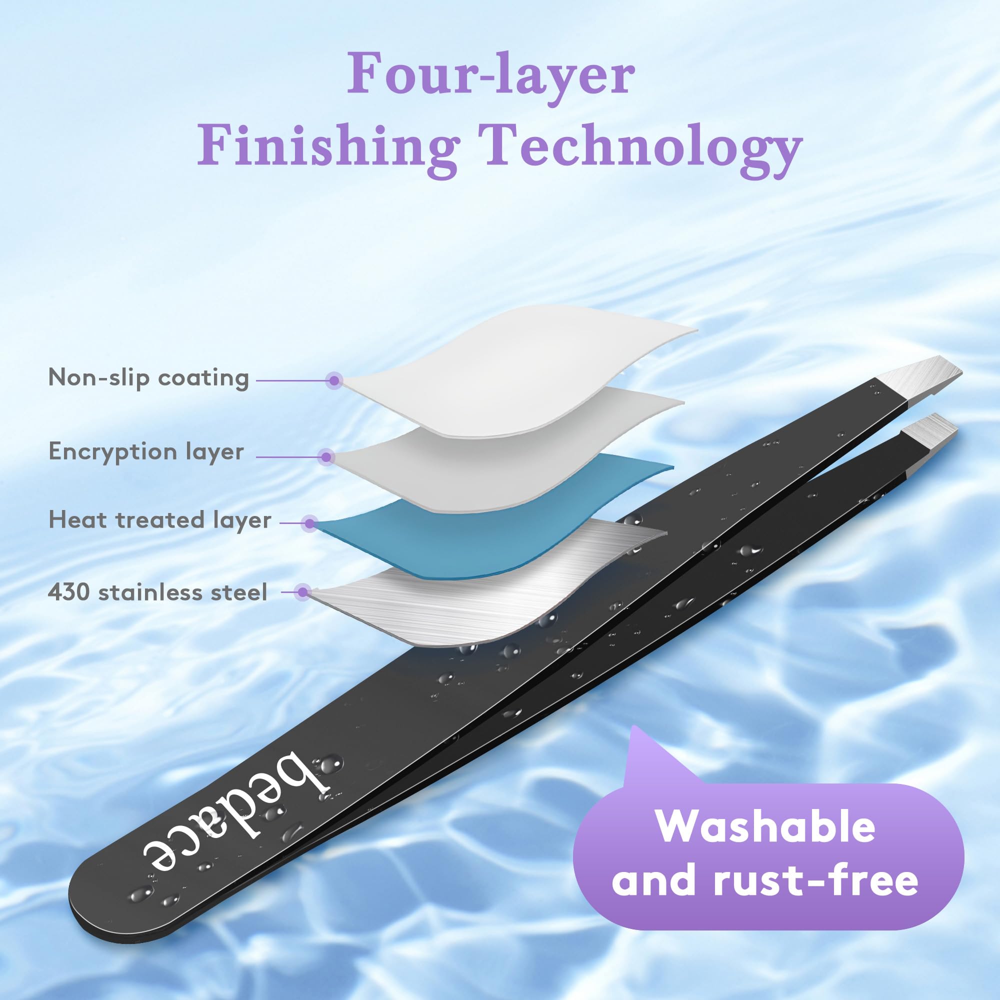 bedace tweezers pointed-head clip to target fine hairs with control