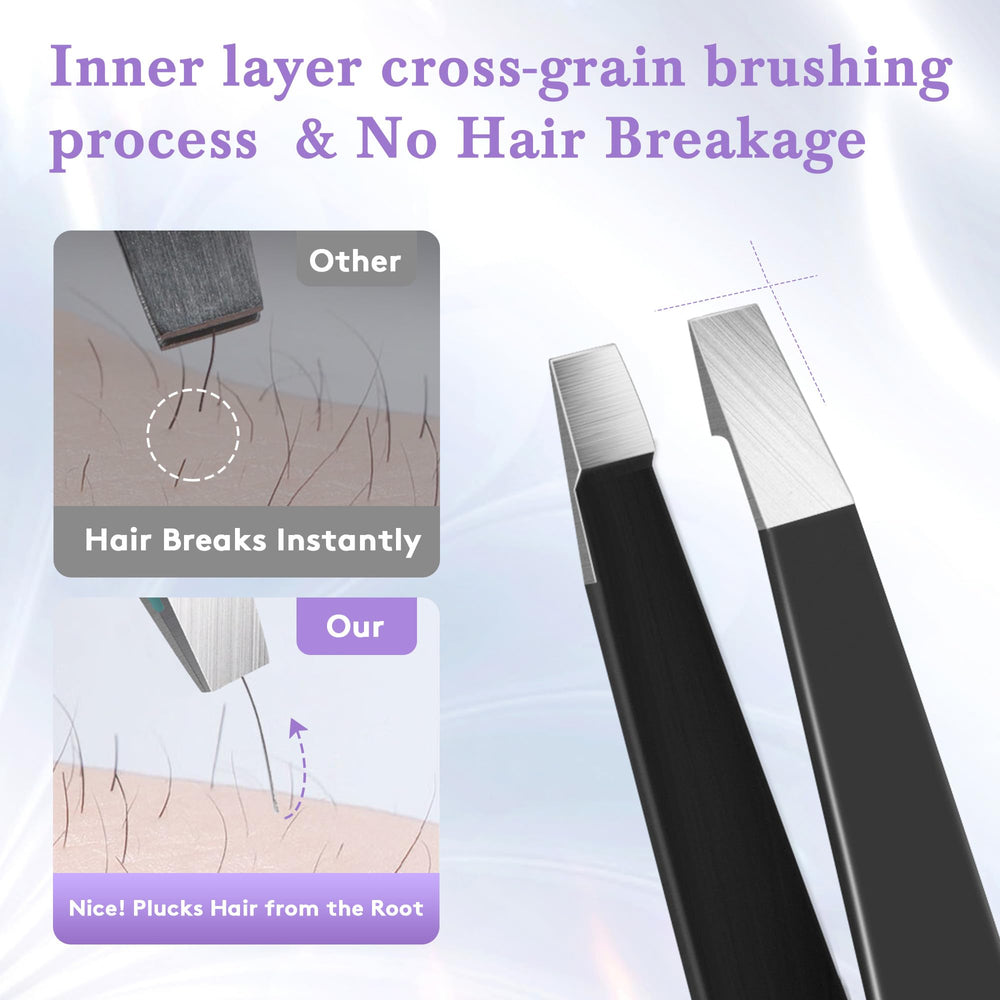 bedace tweezers slant-tip closeup for effortless hair removal with minimal breakage
