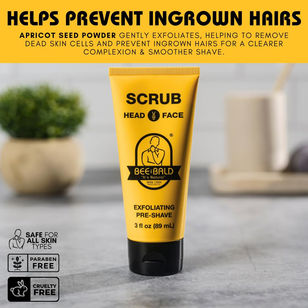 Bee Bald SCRUB usa poca cantidad para preparar el afeitado